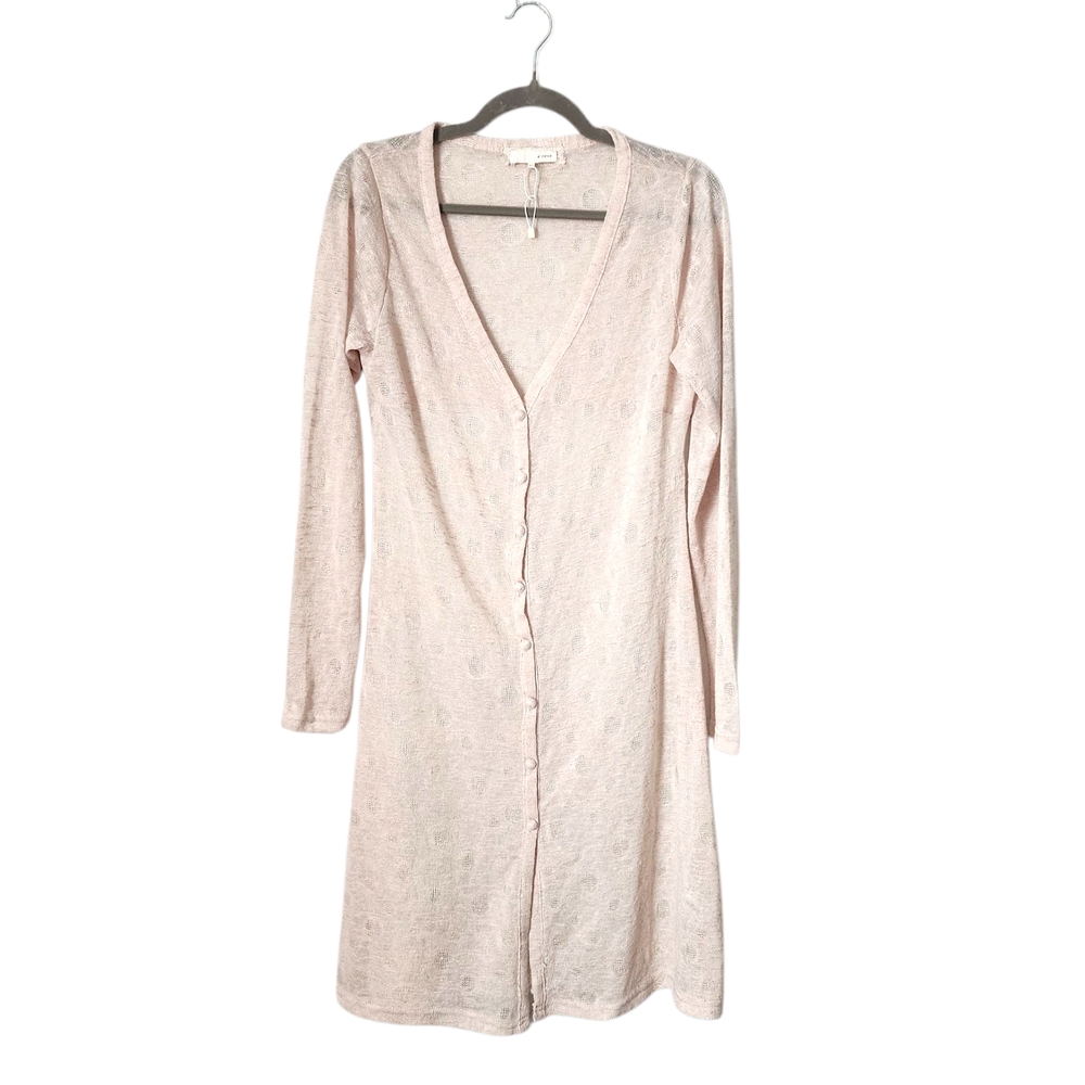 A'REVE x ANTHROPOLOGIE sheer long button front cardigan duster romantic knit L